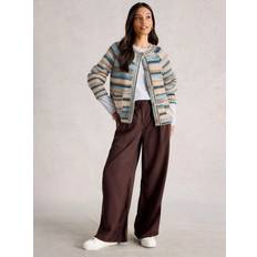 Blue Cardigans White Stuff Suzanna Wool Blend Stripe Long Sleeve Neck Cardigan - Blue