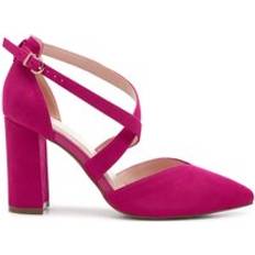 Finula Wide Fit Block Heel Court Shoes - Fuchsia