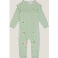 Grøn Playsuits Børnetøj Monsoon Newborn Embroidered Cable Knit Romper - Green