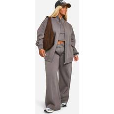 Boohoo Suits boohoo Plus Seam Detail Zip Through 3 Piece Tracksuit - Grey