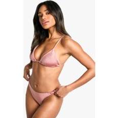 Satin Swimwear boohoo Satin Pleated Triangle Bikini Top - Orange