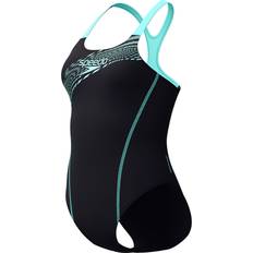 Speedo Clothing Speedo Medley Logo Swimsuit - Black/Turquoise
