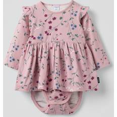 Pink Cotton Floral Dress with Bodysuit