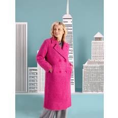 V-Neck Coats Chesca Wool Blend Long Sleeve V Neck Longline Overcoat - Raspberry