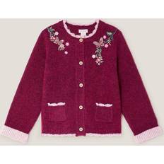 Girls Cardigans Monsoon Girls Floral Embroidered Cardigan - Dark Red