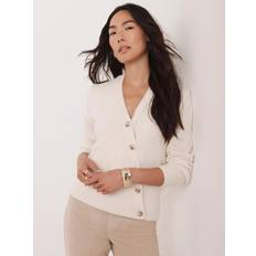White Cardigans Mint Velvet Wool Blend Asymmetric Knit Cardigan - White