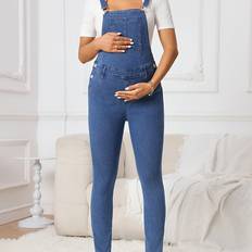 Temu Elegant Maternity Denim Breathable Overalls