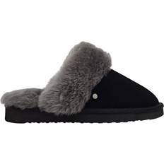 Maple Lane Classic Shearling Cuff Mule Slippers - Black