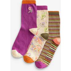 Blommiga Strumpor White Stuff Floral Ankle Socks Pack of 3 - Purple/Multi