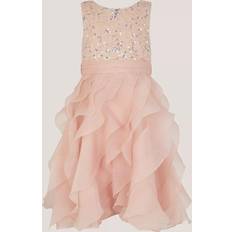 Dragkedja Klänningar Monsoon Sleeveless Sequin Ruffle Dress - Pink