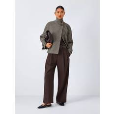 Funnel Neck Short Check Print Wool Jacket