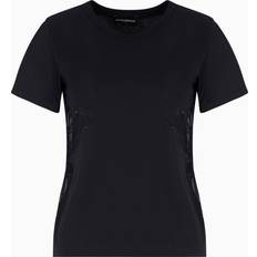 Women T-shirts Emporio Armani Supima Jersey T-shirt With Tulle Inserts