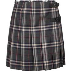 Grey - Short Skirts Burberry Multicolor Check Wool Mini Kilt - Fig/Black Amethyst