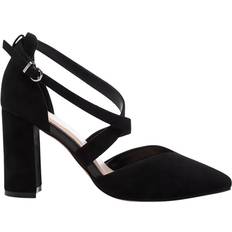 Finula Wide Fit Block Heel Court Shoes - Black