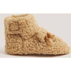 Teddy Bear Bow Slippers - Tan