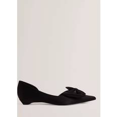 Ted Baker Heels & Pumps Ted Baker Satin Point Toe Flat Heel Pumps - Black