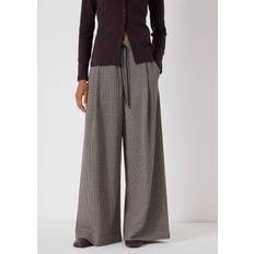 Hush Check Jersey Wide Leg Trousers - Brown