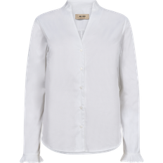Dame - Slim Skjorter Mos Mosh MMHassie Pleat Shirt Bluse - White