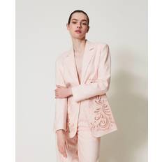 Paisley Blazers Twinset Laser Cut Cotton Blouse Baby Pink - Pink