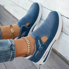 Blue Trainers Temu Women's Breathable Mesh Sneakers With Closure - Colorway