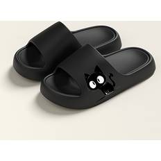 Women Slides Temu Cute Cartoon Cat Summer Slides Comfortable Eva Sandals - Black