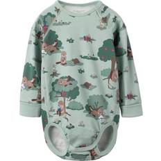 Polarn O. Pyret Bodysuits Polarn O. Pyret Extendable Body Beaver Baby Cotton Forest Print - Blue