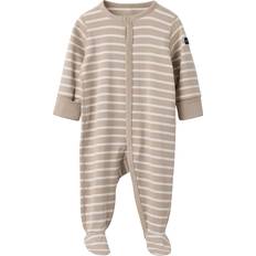 Polarn O. Pyret Bebisar Nattplagg Polarn O. Pyret Baby Cotton Striped Sleepsuit - Natural