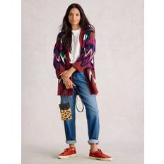 Alice Chevron Open Neck Cardigan - Plum/Multi
