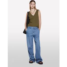 Wide - Women Tank Tops SISLEY Cotton V-Neck Tank Top With V-neck - Military Green
