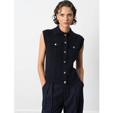 Roland Knit Collared Gilet Tröjor - Blå
