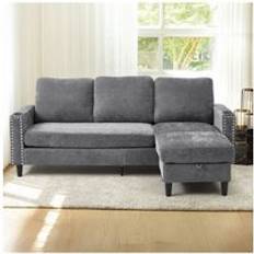 Chenille Upholstered L-Shaped 3-Seater