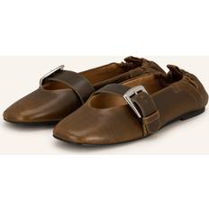 Gröna Ballerinaskor Ganni Butterfly Mary Jane Flats Buckle Strap Ballerinas - Dark Olive