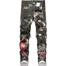 Camouflage - Men Jeans Shein Camo Print Multi-Pocket Skinny Jeans - Emo Style