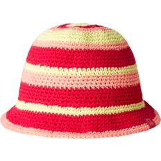 Stripes Bucket Hats Children's Clothing Benetton Striped Knitted Cotton Bucket Hat - Fuchsia