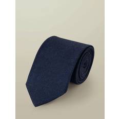 Ull Slipsar Charles Tyrwhitt Textured Pure Wool Tie - Blue