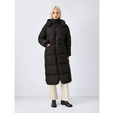 John Lewis Longline Hooded Puffer Coat - Black