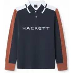 Multicoloured Polo Shirts Hackett London Kids Cotton Long Sleeve Polo Shirt - Navy