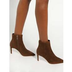 Dune London Ankle Boots Dune London Obsessively Wide Fit Suede High Heel Ankle Boots - Dark Tan