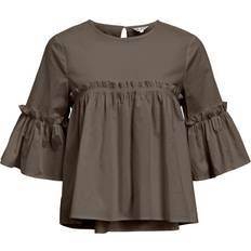 Bomuld - Grå Bluser Object Objira Hope Neck Top Bluse - Choko