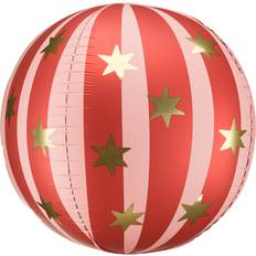 Rød Talballoner PartyDeco Stjerneballon Magisk Rød 75 cm Med Guldstjerner