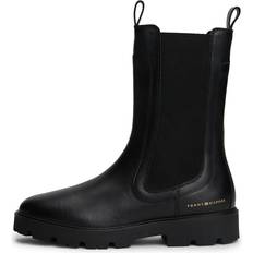 Dame - Polyuretan Chelsea boots Tommy Hilfiger Leather Cleated Mid Chelsea Boots - Black