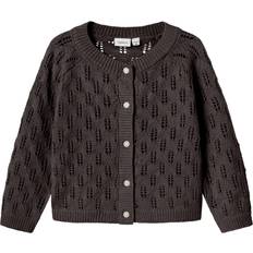 Name It Cardigan Stickad NmfFleslit Seal Brown Hålmönst
