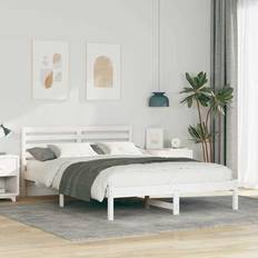 140 cm - 210 cm Senge vidaXL Sengestel Med Hovedgærde 140 x 210 cm Massivt Fyrretræ Rammeseng