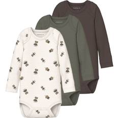 Beige Bodys Name It Sparkdräkt Body 3-Pack - Beige/Kräm/Brun/Vass