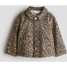 Beige Jackor H&M Flicka Mönstrad Mönstrad Twilljacka - Mörkbeige/Leopardmönstrad