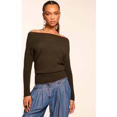 Off-Shoulder Jumpers Ramy Brook One-Shoulder Wool Sweater - Deep Olive