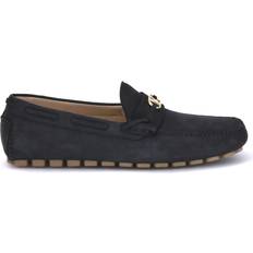 Suede Driver Loafers VLogo Plaque - Sort