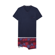 Breathable - Men Pyjamas Hom Ensemble De Pyjama Court - Bleu