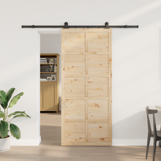 vidaXL Brun 90 208 cm Massiv Furu Skjutdörr (x)
