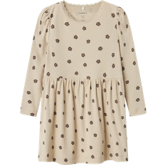 Name It Hvid Kjoler Name It Nmflaikabna Xsl Ls Dress Peyote Blomster - Beige/Choko